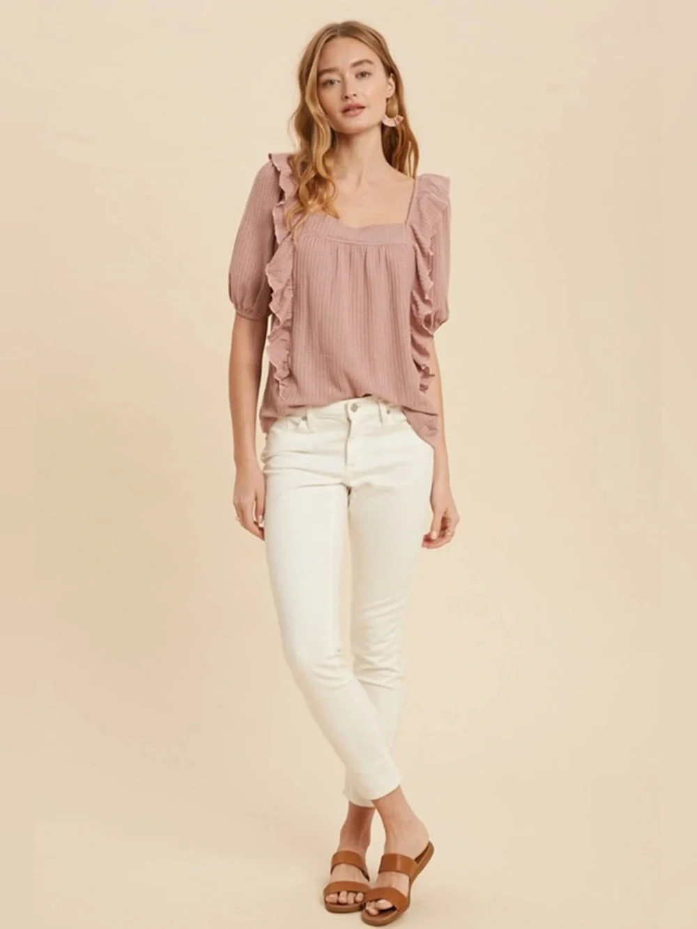 In Loom Ruffle Short-sleeve Top - L - Picture 1 of 11